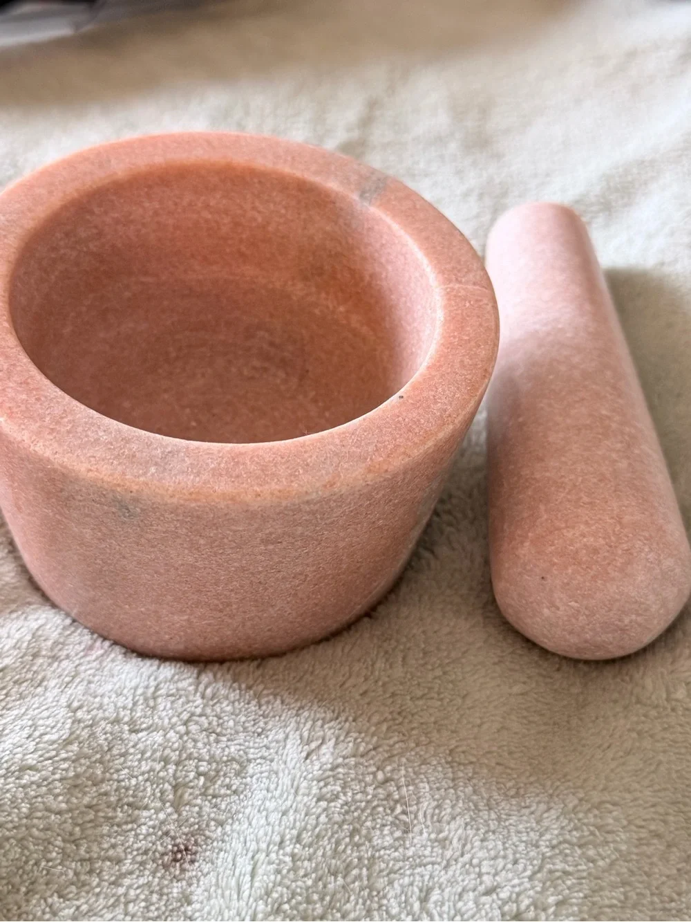 Solid Pink Marble Mortar and Pestle Set | Heavyweight Natural Stone Kitchenware